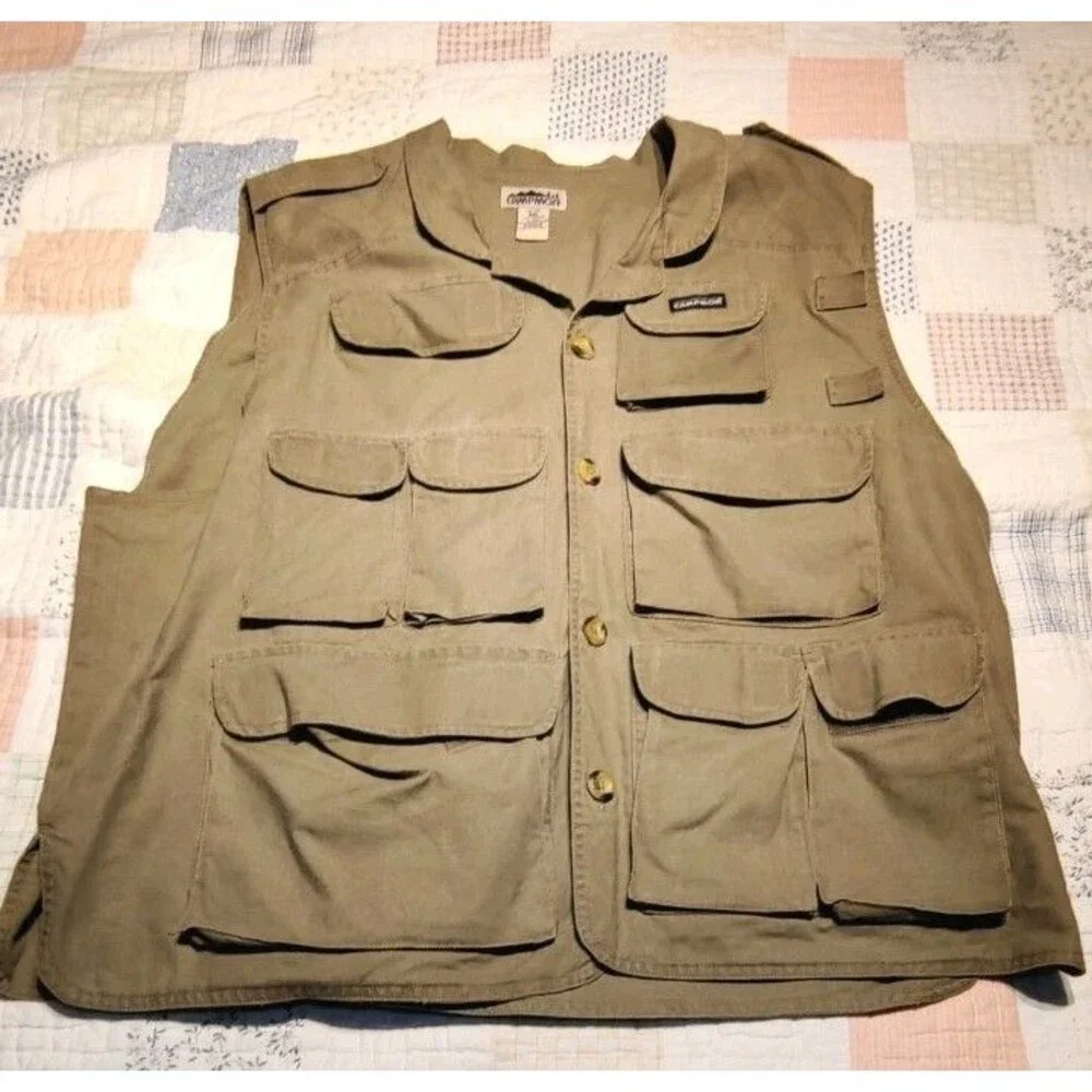 Campmor Green Pocket Fishing or Outdoors Vest Size XXL Lots of Pockets